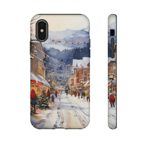 Bustling Victorian Christmas Market - Impact Resistant Phone Case iPhone XS Matte